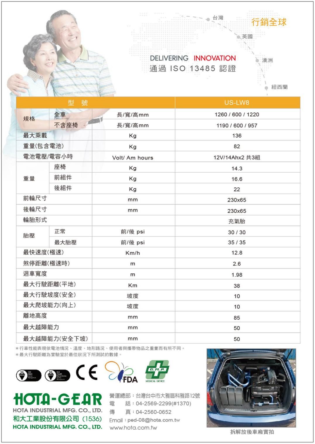 和大諧和四輪電動代步車US-LW8